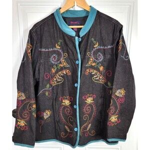 Denim & Co Plus Size Embroidered Jacket Size 1X